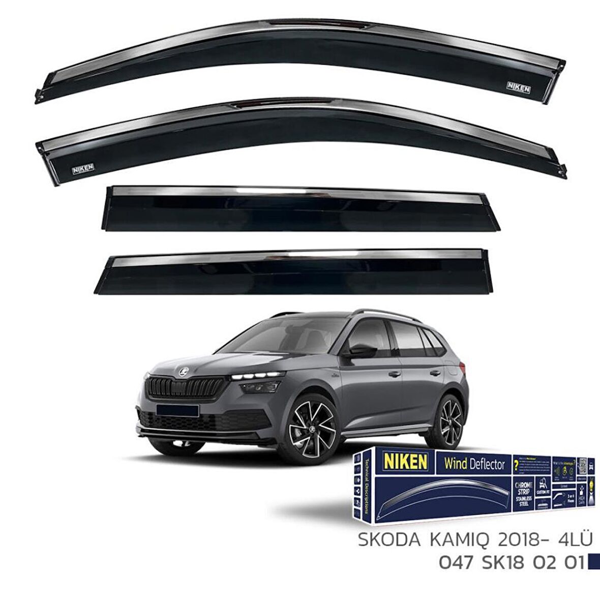 Skoda Kamiq Niken Kromlu Cam Rüzgarlığı 4lü Set 2018 2023