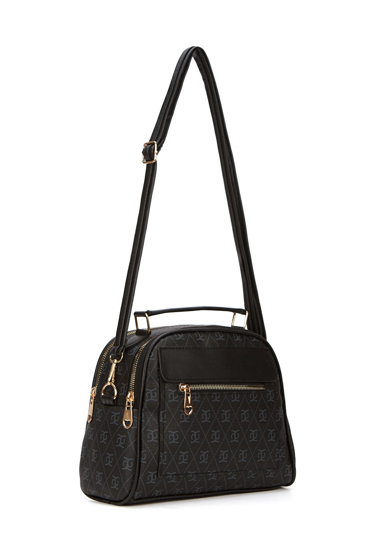 Kadın Desenli Siyah El ve Omuz Çantası