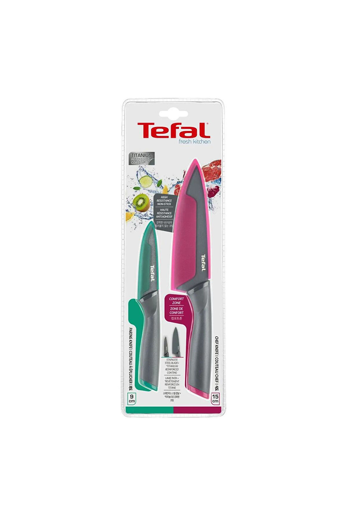 TEFAL Fresh Kitchen 2'li set 15cm şef bıçağı + 9cm soyma bıçağı