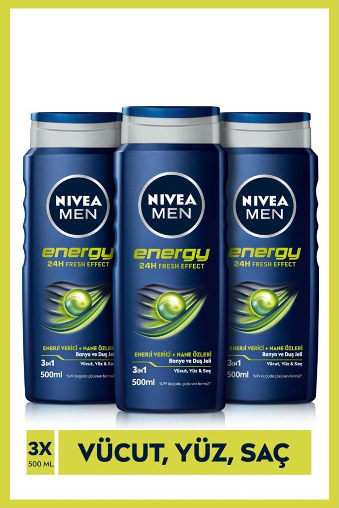 Nivea Men Energy Ferahlatıcı Tüm Ciltler İçin Duş Jeli 3 x 500 ml