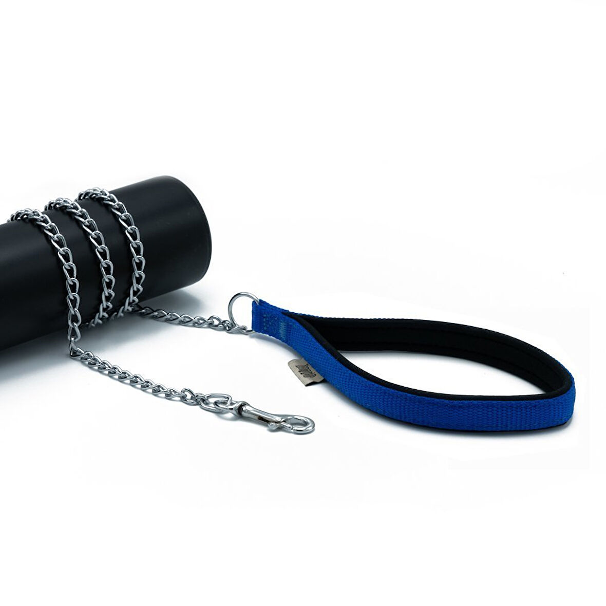 PETLOVEBUTİK Konforlu Dokumadan El Yapımı Zincirli Köpek Gezdirme Kayışı 2,5x110cm - Royal Blue