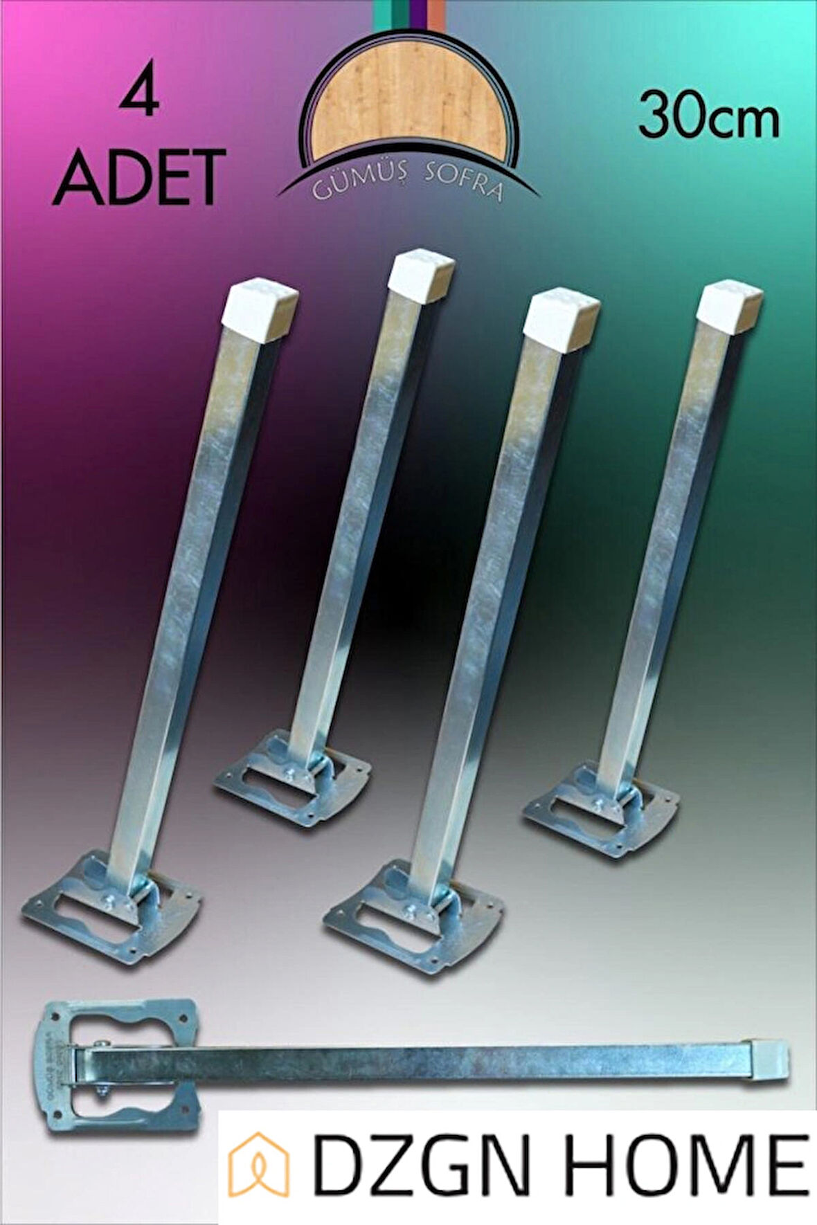 Metal 4'Lü Takım Sofra Ayağı - Metal Katlanır Yer Sofrası Ayağı 30 cm