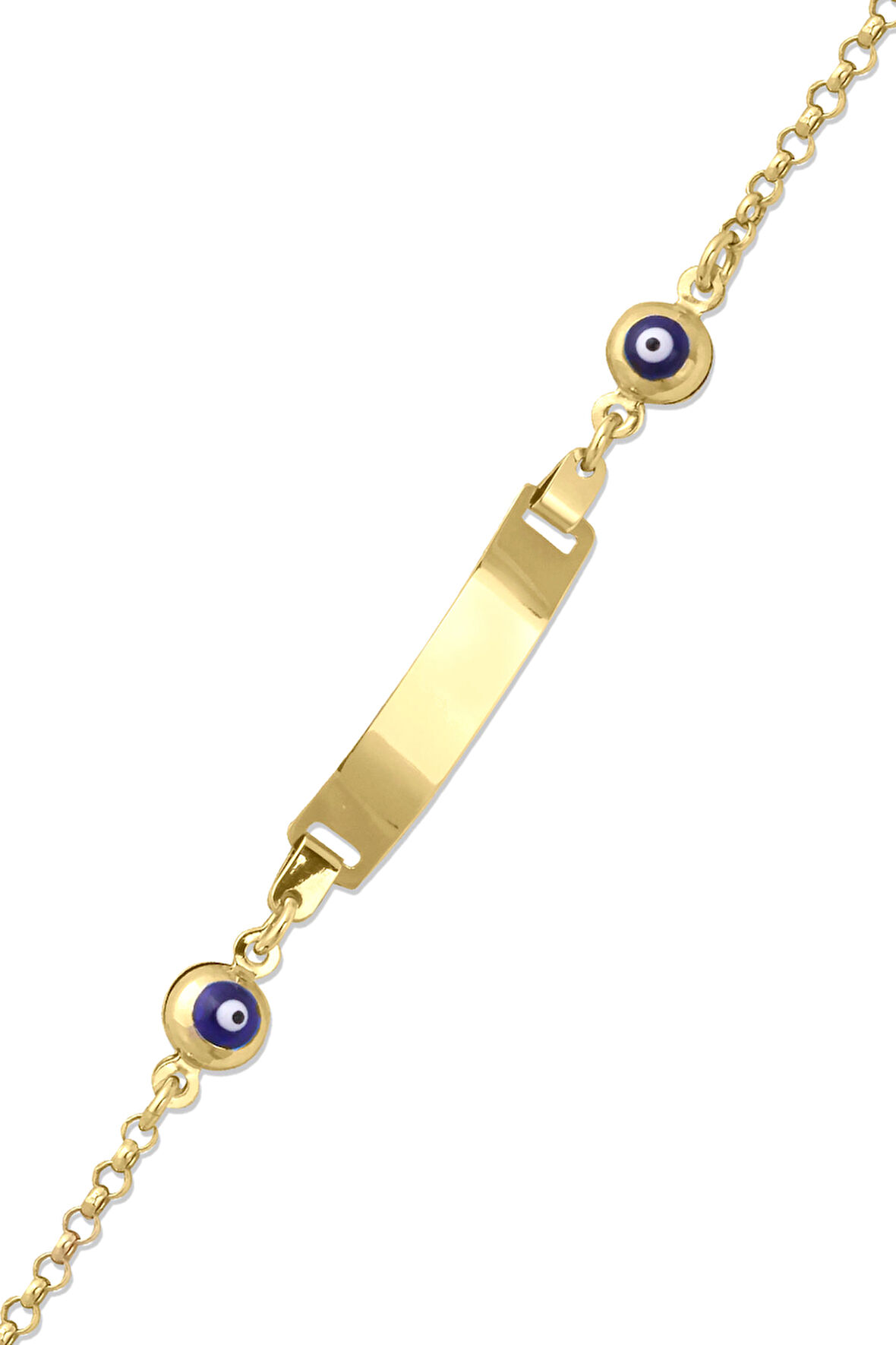 Çift Nazar Boncuklu Altın Bebek Künyesi