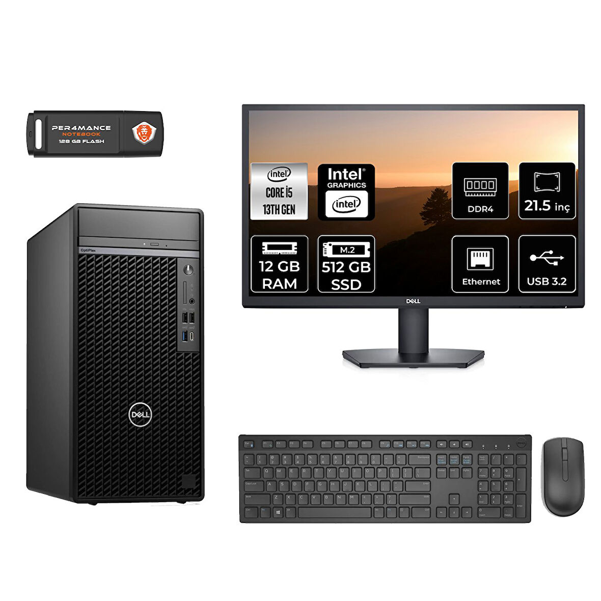 DELL OPTILEX 7010 MNO7010D007 i5 13500 12GB RAM 512GB SSD 21.5" FDOS MASAÜSTÜ PC