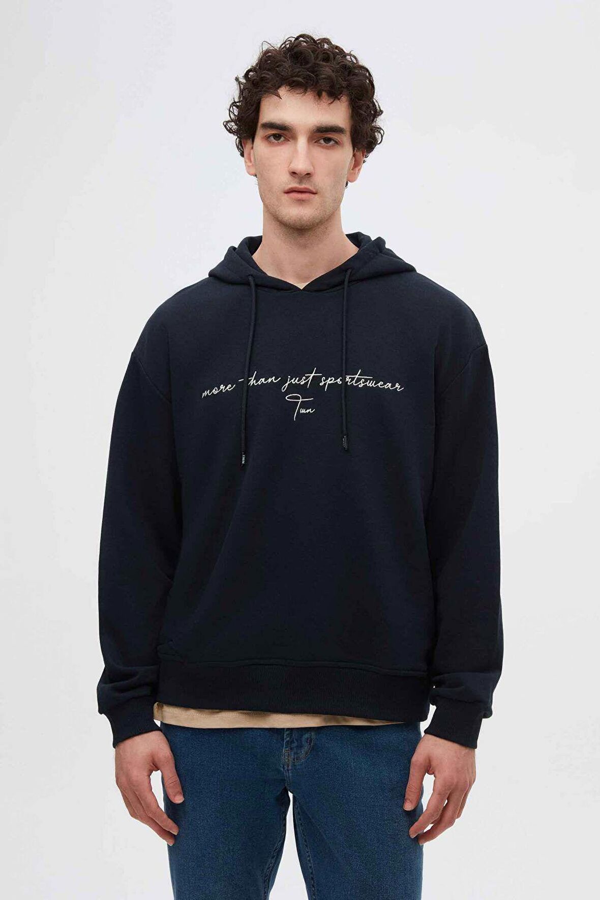 Twn Relaxed Fit Lacivert Nakışlı Sweatshirt 3ECE24ORT0493