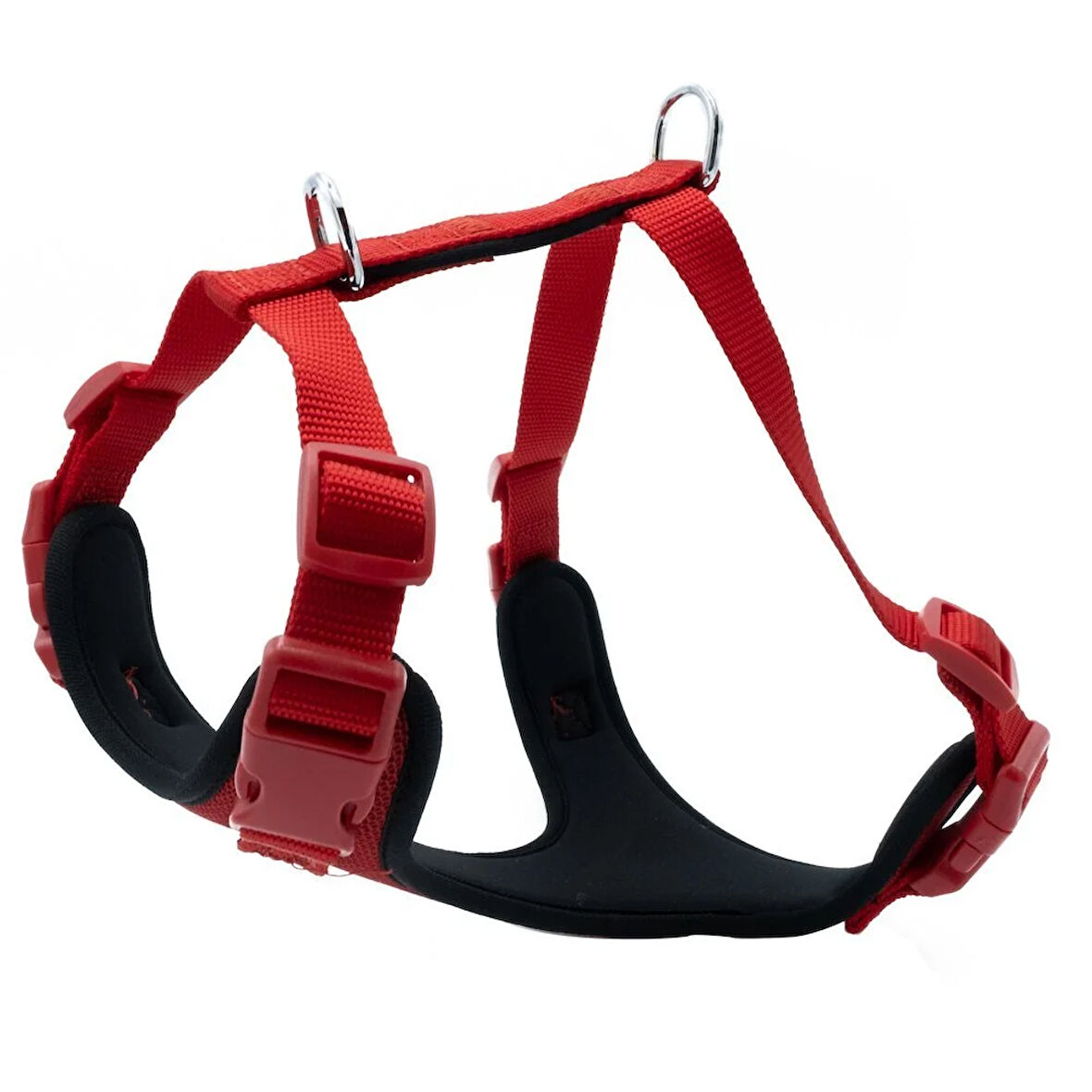 PETLOVEBUTİK Havalı Dokumadan El Yapımı Köpek Göğüs Tasması M-2x55-65cm - RED