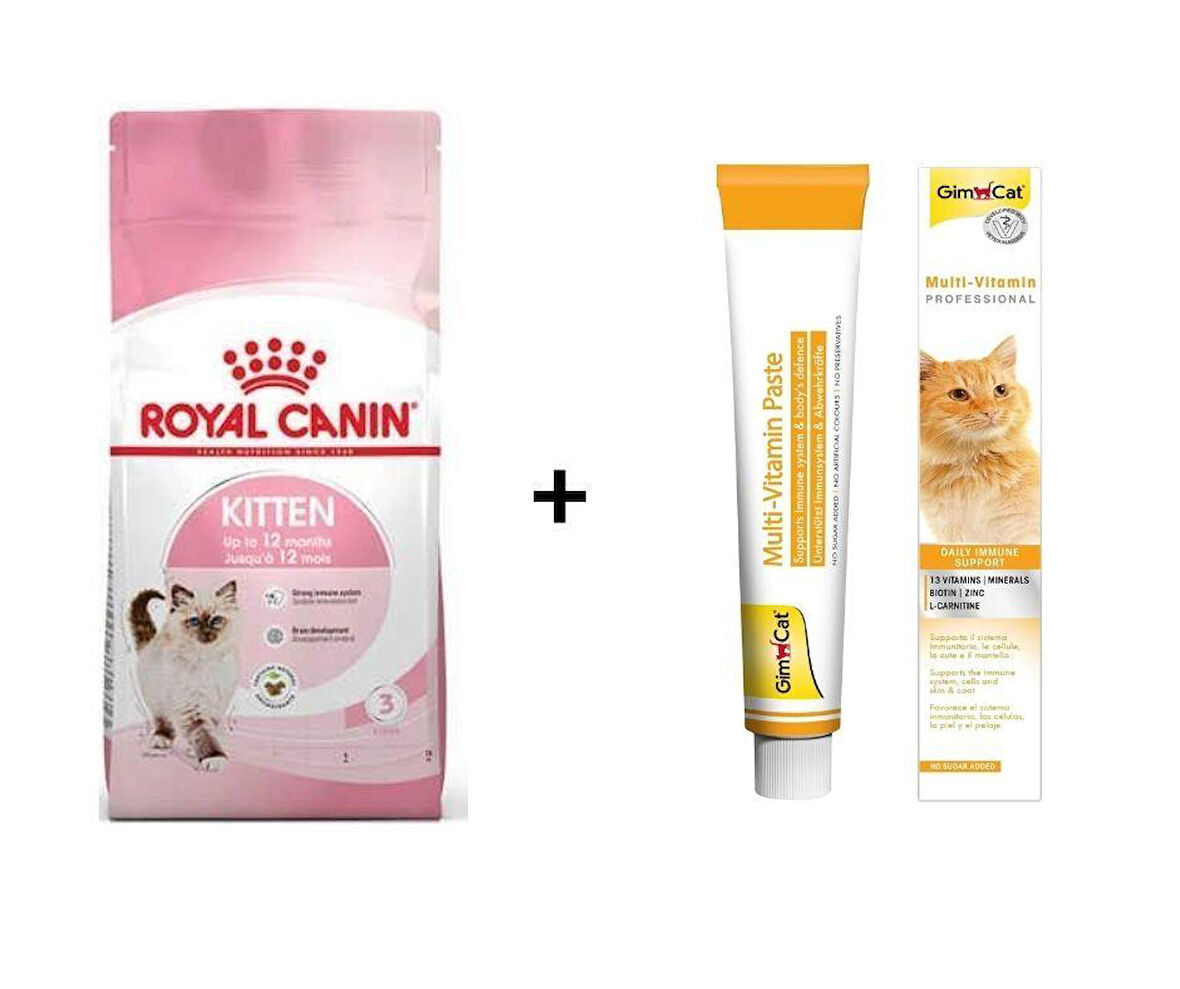 Royal Canin Kitten Yavru Kuru Kedi Maması 2 Kg + Gimcat Multivitamin 100 Gr