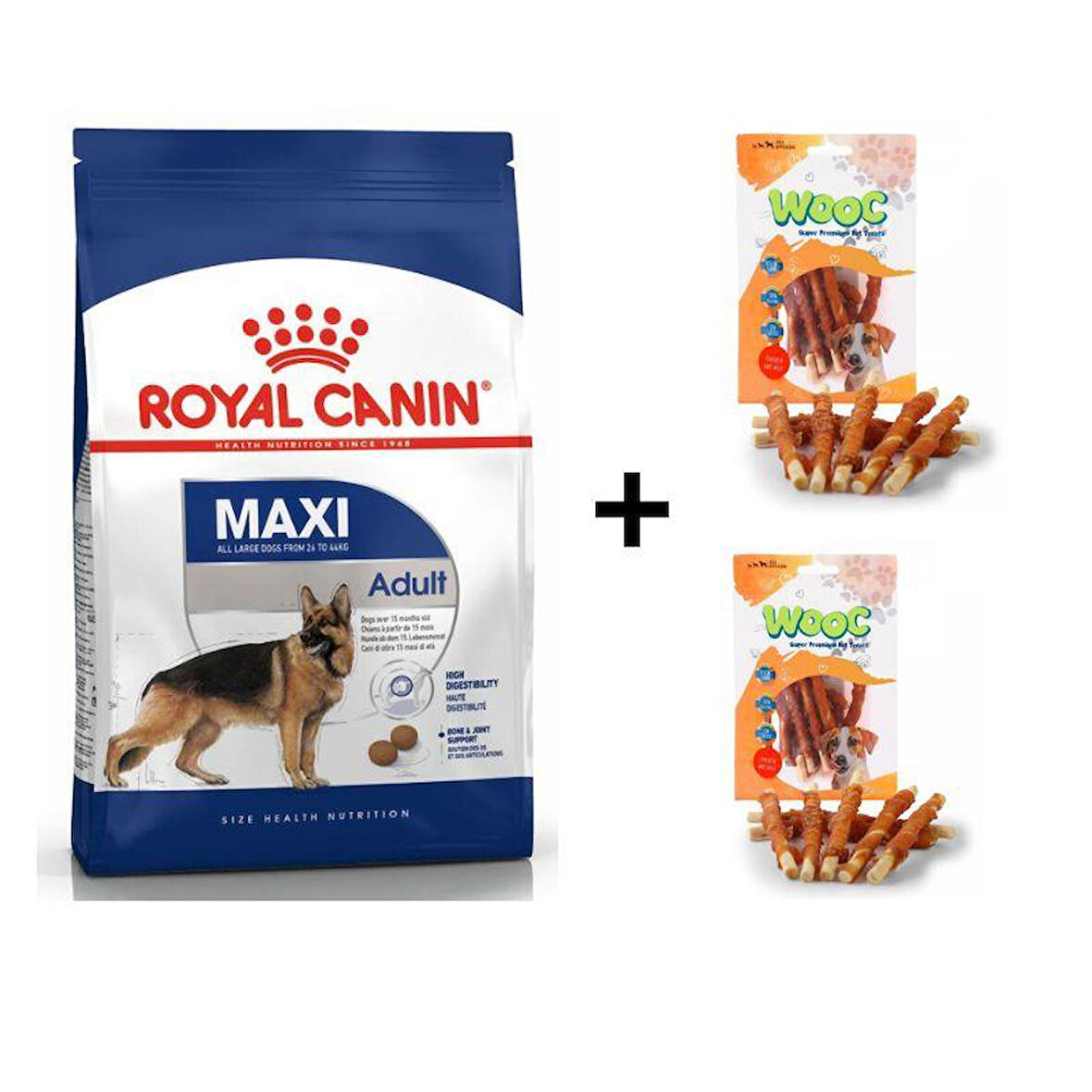 Royal Canin Maxi Adult Köpek Maması 15 kg + 2 Adet Wooc Ödül 80 Gr 