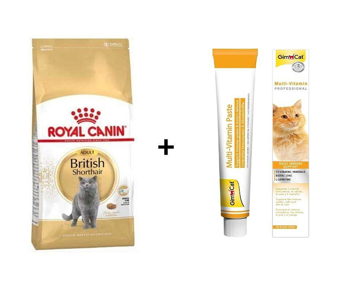 Royal Canin British Shorthair Yetişkin Kedi Maması 10 kg + Gimcat Multivitamin 100 Gr