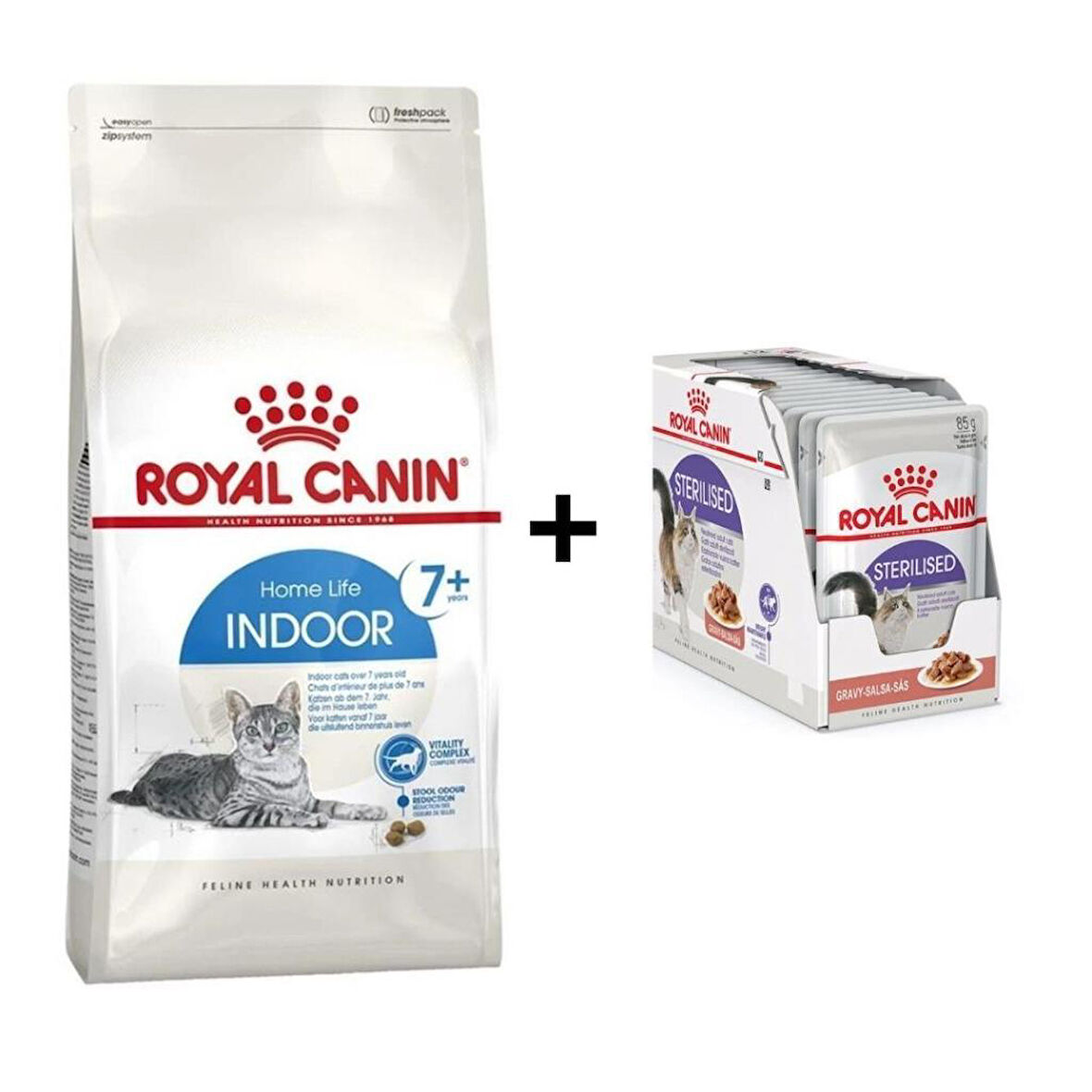 Royal Canin İndoor 7+ Yaşlı Kuru Kedi Maması 1,5 Kg + 12 Adet Yaş Mama