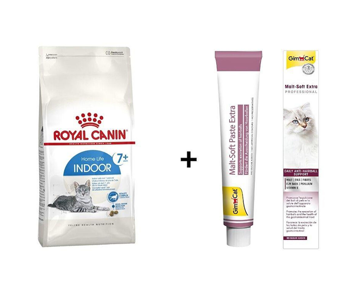 Royal Canin İndoor 7+ Yaşlı Kuru Kedi Maması 1,5 Kg+ Gimcat Malt 100 Gr