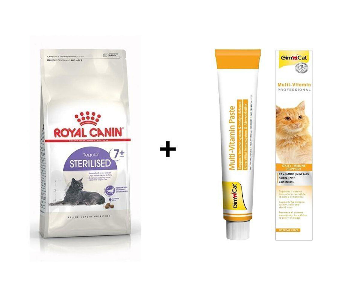 Royal Canin +7 Yaş Üzeri Kısırlaştırılmış Kedi Maması 1,5 Kg + Gimcat Multivitamin 100 Gr