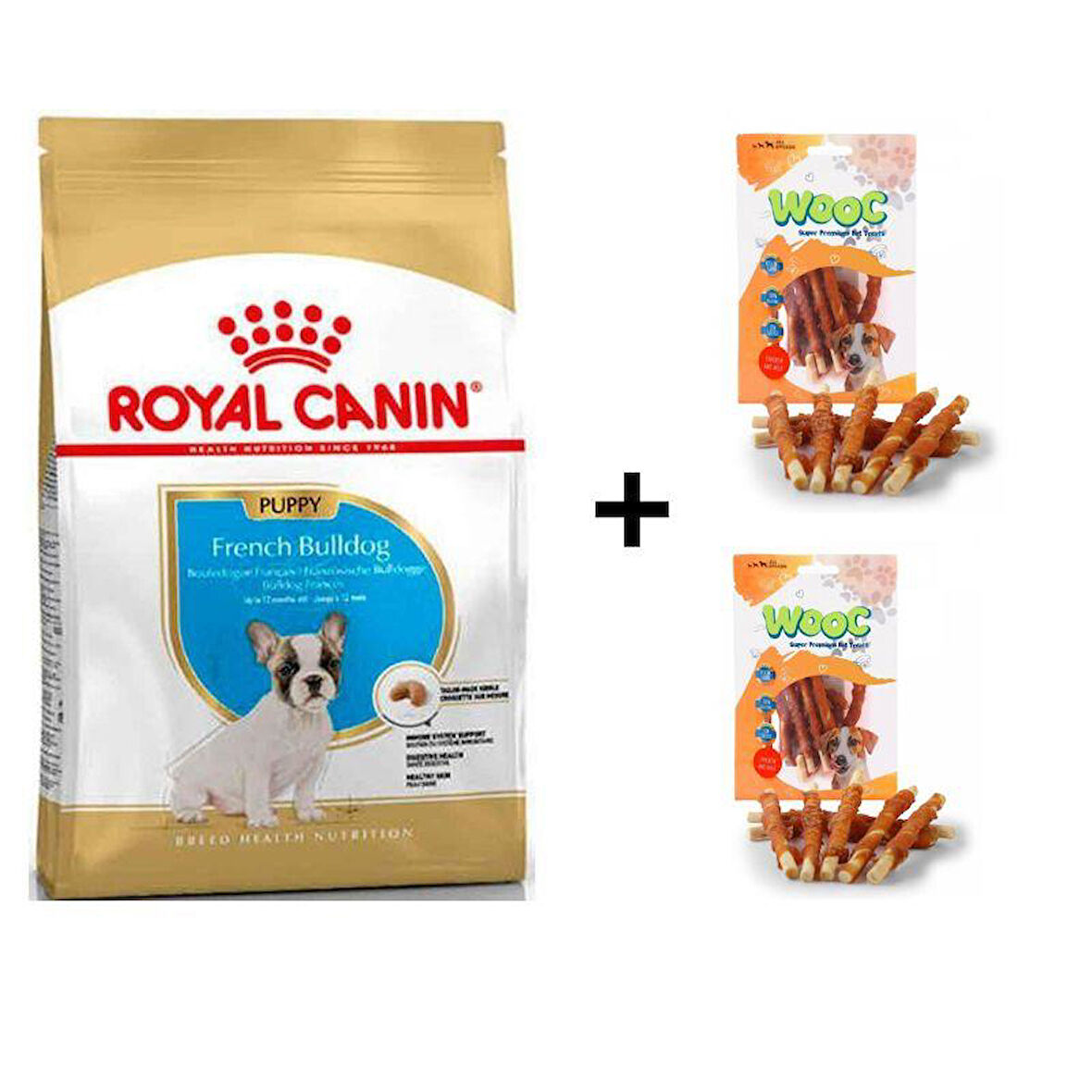 Royal Canin French Bulldog Yavru Köpek Maması 3 kg + 2 Adet Wooc Ödül 80 Gr 