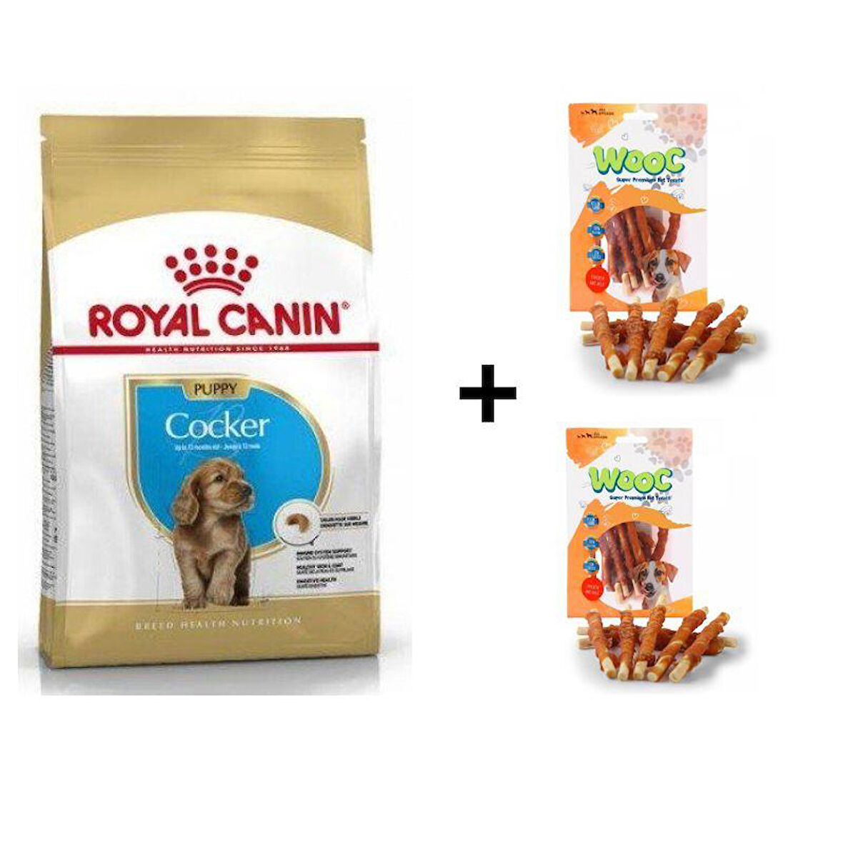 Royal Canin Cocker Junior Yavru Köpek Maması 3 kg + 2 Adet Wooc Ödül 80 Gr 
