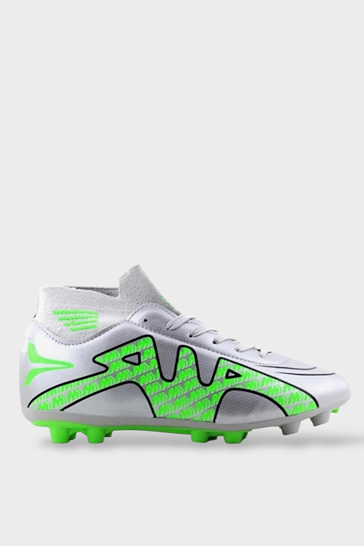 Çoraplı Bilekli Boğazlı Krampon Futbol Ayakkabısı GÜMÜŞ - YEŞİL