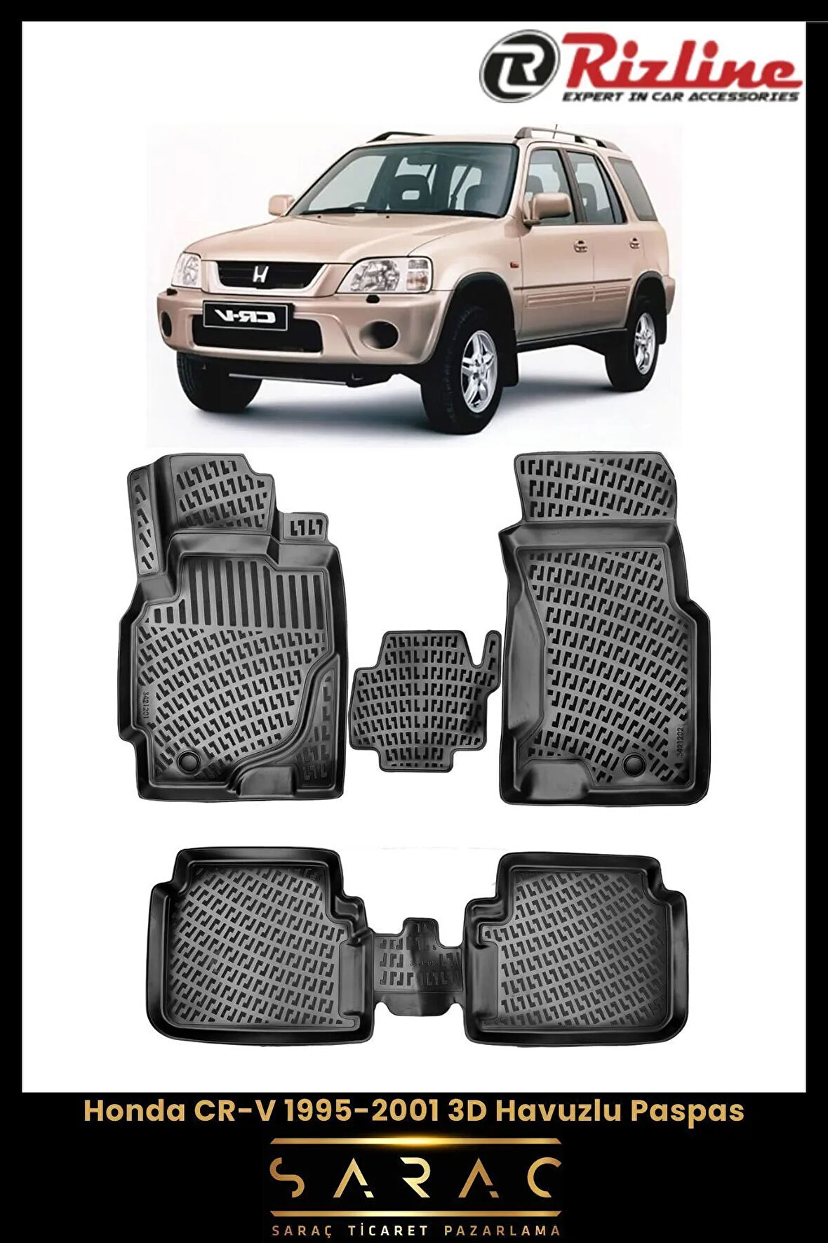 Rizline Honda CR-V 2000 Model 3D Havuzlu Paspas
