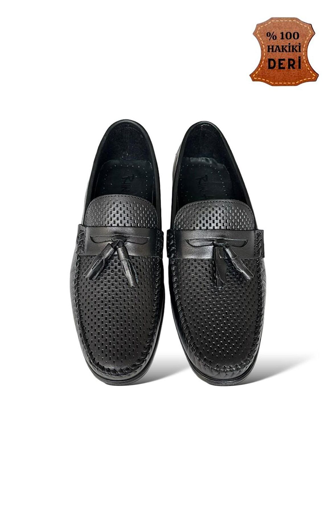 Erkek Hakiki Deri Loafer Günlük Ayakkabı SİYAH