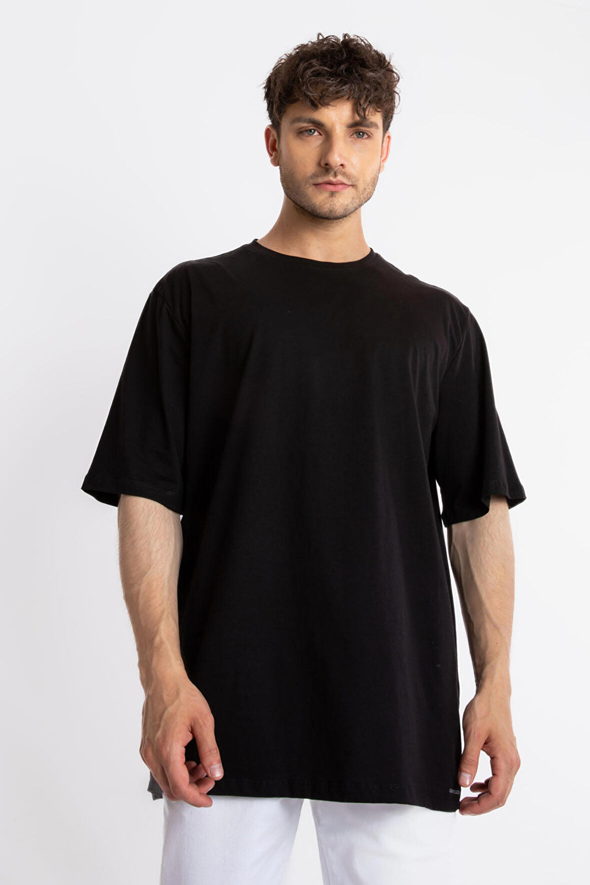 Adam Boxes Oversize O-Yaka T-shirt Basuleto - Siyah