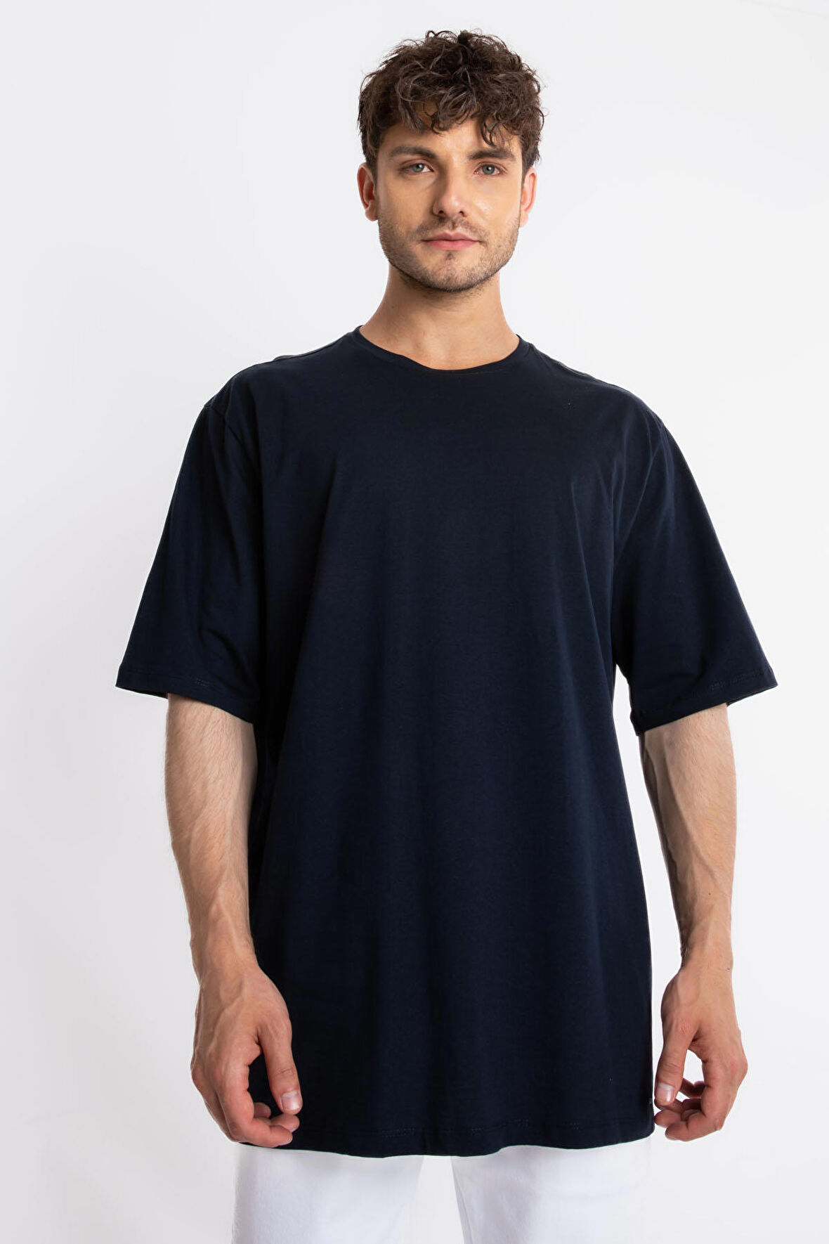 Adam Boxes Oversize O-Yaka T-shirt Basuleto - Lacivert