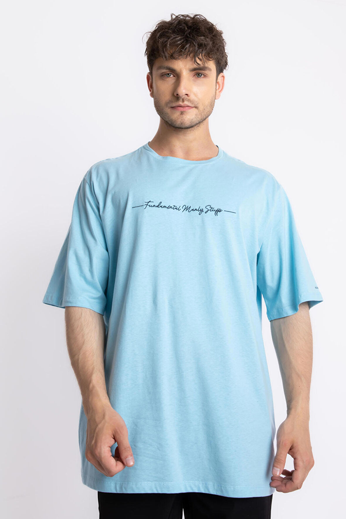 Adam Boxes Oversize O-Yaka T-shirt Fmsuelto - Açık Mavi