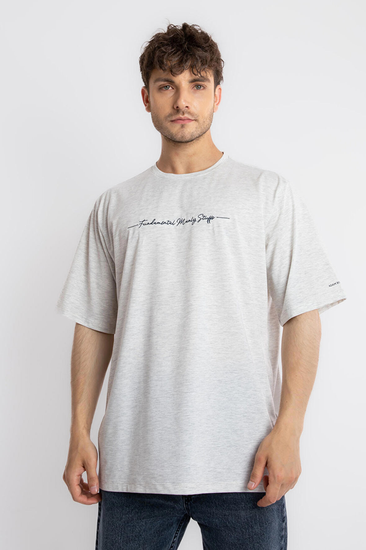 Adam Boxes Oversize O-Yaka T-shirt Fmsuelto - Gri Melanj