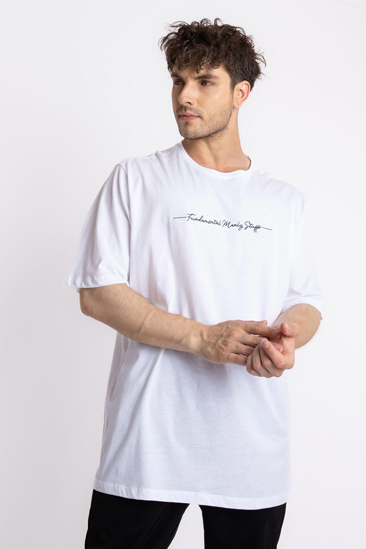Adam Boxes Oversize O-Yaka T-shirt Fmsuelto - Beyaz