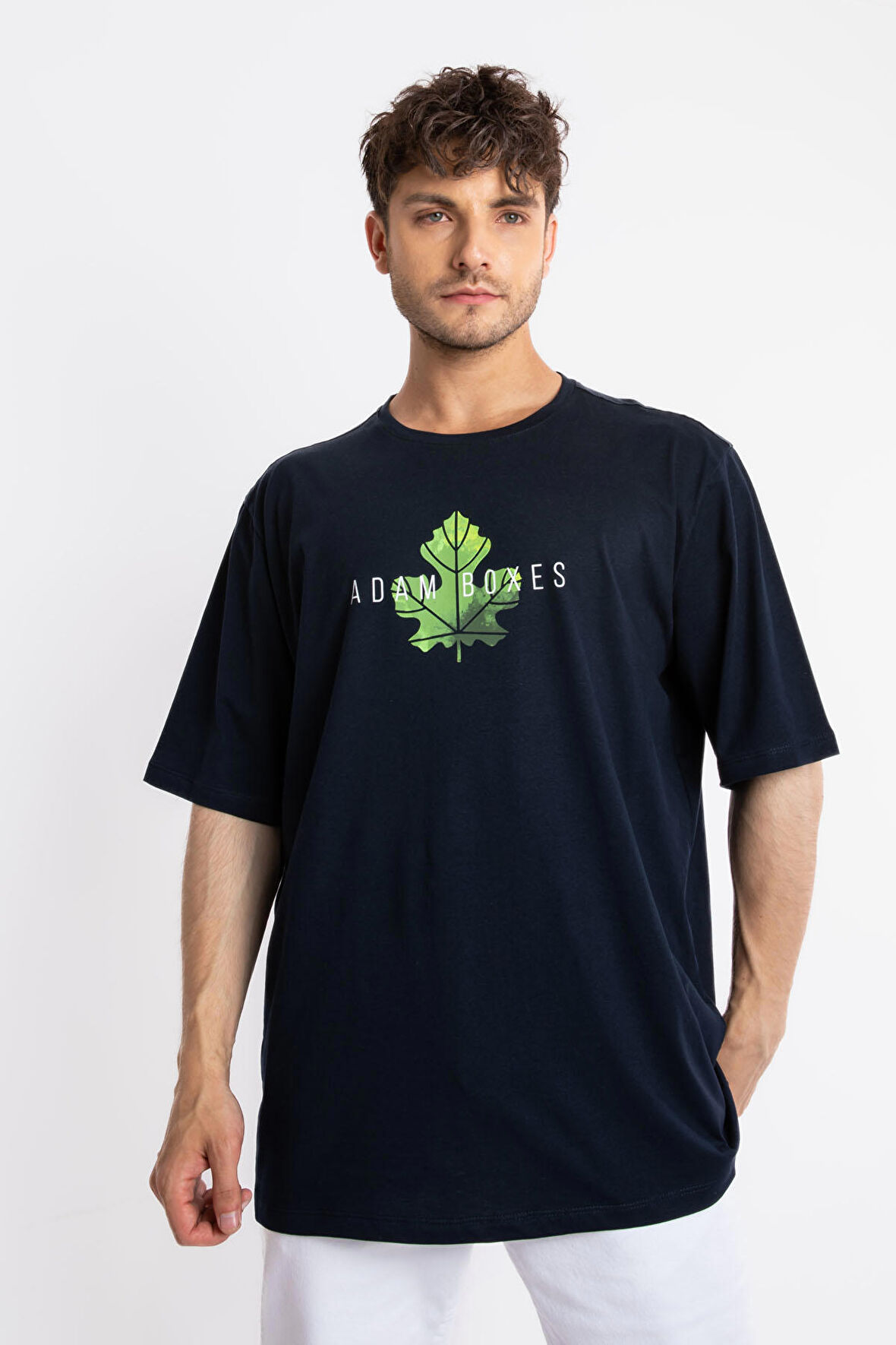 Adam Boxes Baskılı Oversize O-Yaka T-shirt Suelto - Lacivert