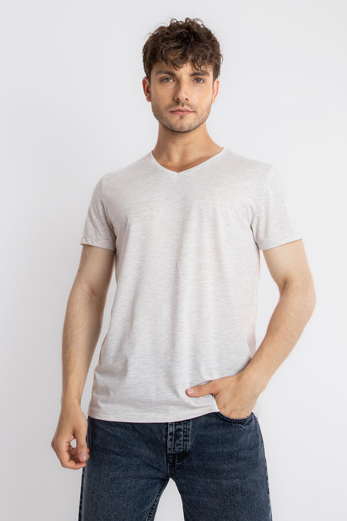 Adam Boxes V-Yaka T-shirt Disimplo - Kahve Melanj