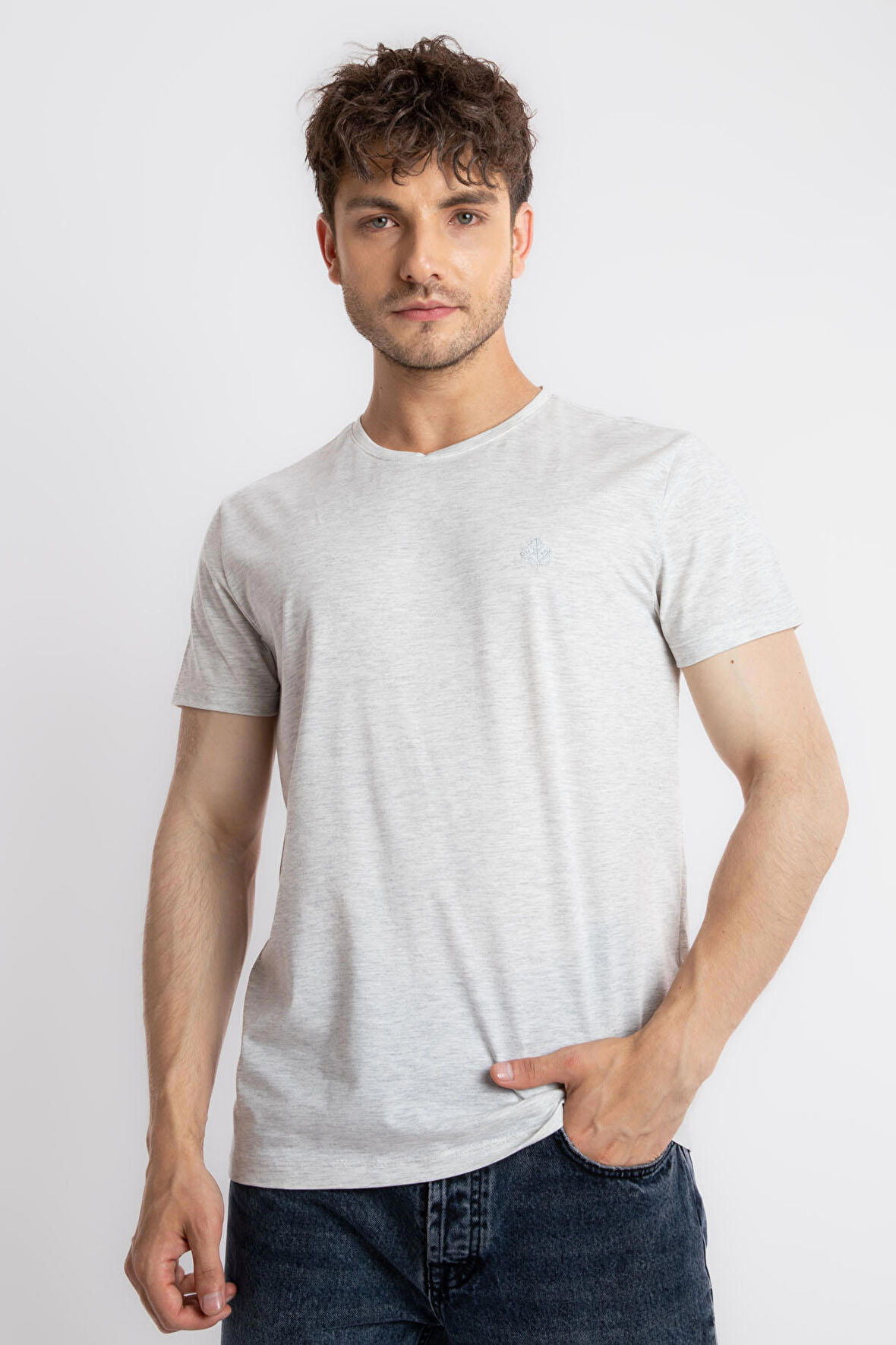 Adam Boxes O-Yaka T-shirt Premiver - Gri Melanj