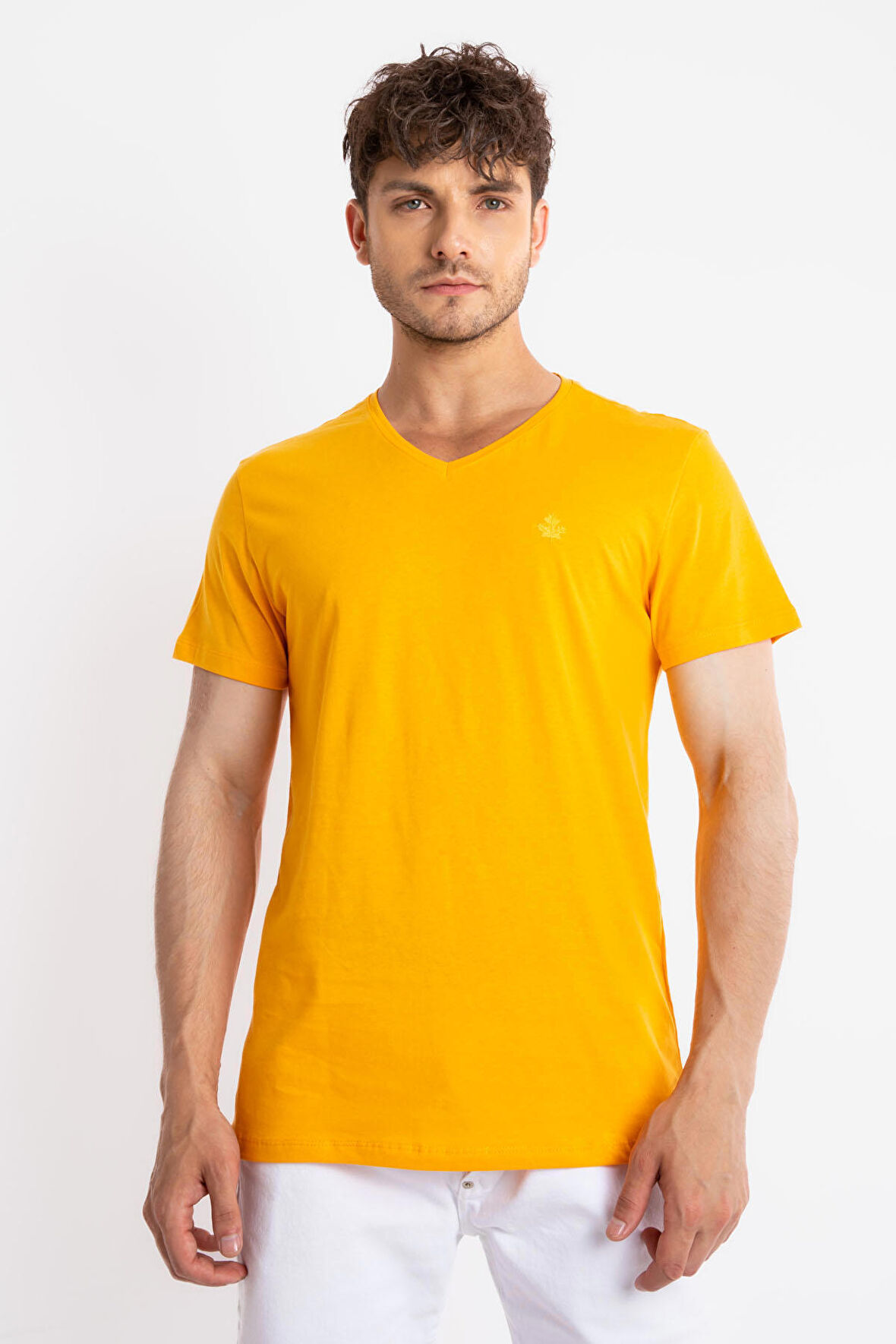 Adam Boxes V-Yaka T-shirt Veralpes - Koyu Sarı