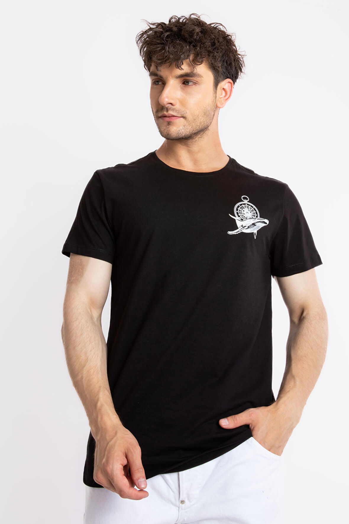 Adam Boxes O-Yaka Baskılı T-shirt Marino - Siyah