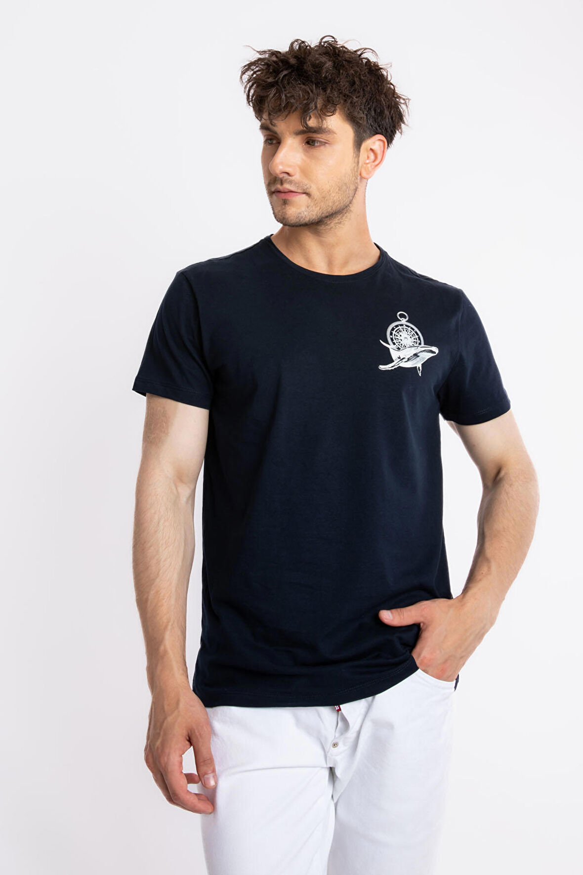 Adam Boxes O-Yaka Baskılı T-shirt Marino - Lacivert