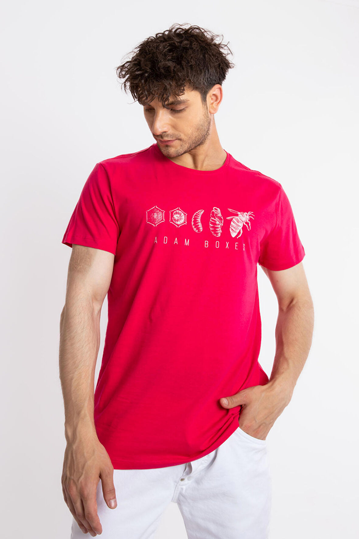 Adam Boxes O-Yaka Baskılı T-shirt Apiso - Macenta