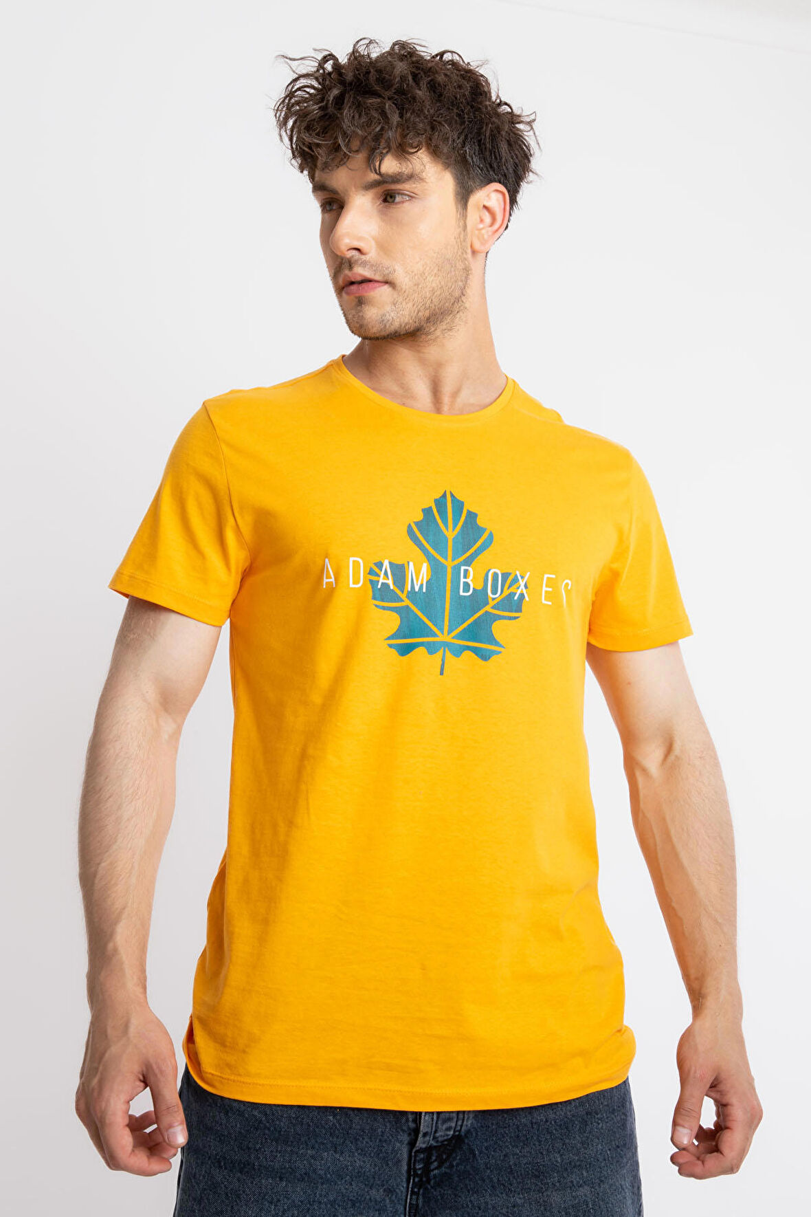 Adam Boxes O-Yaka Baskılı T-shirt Anillo - Koyu Sarı