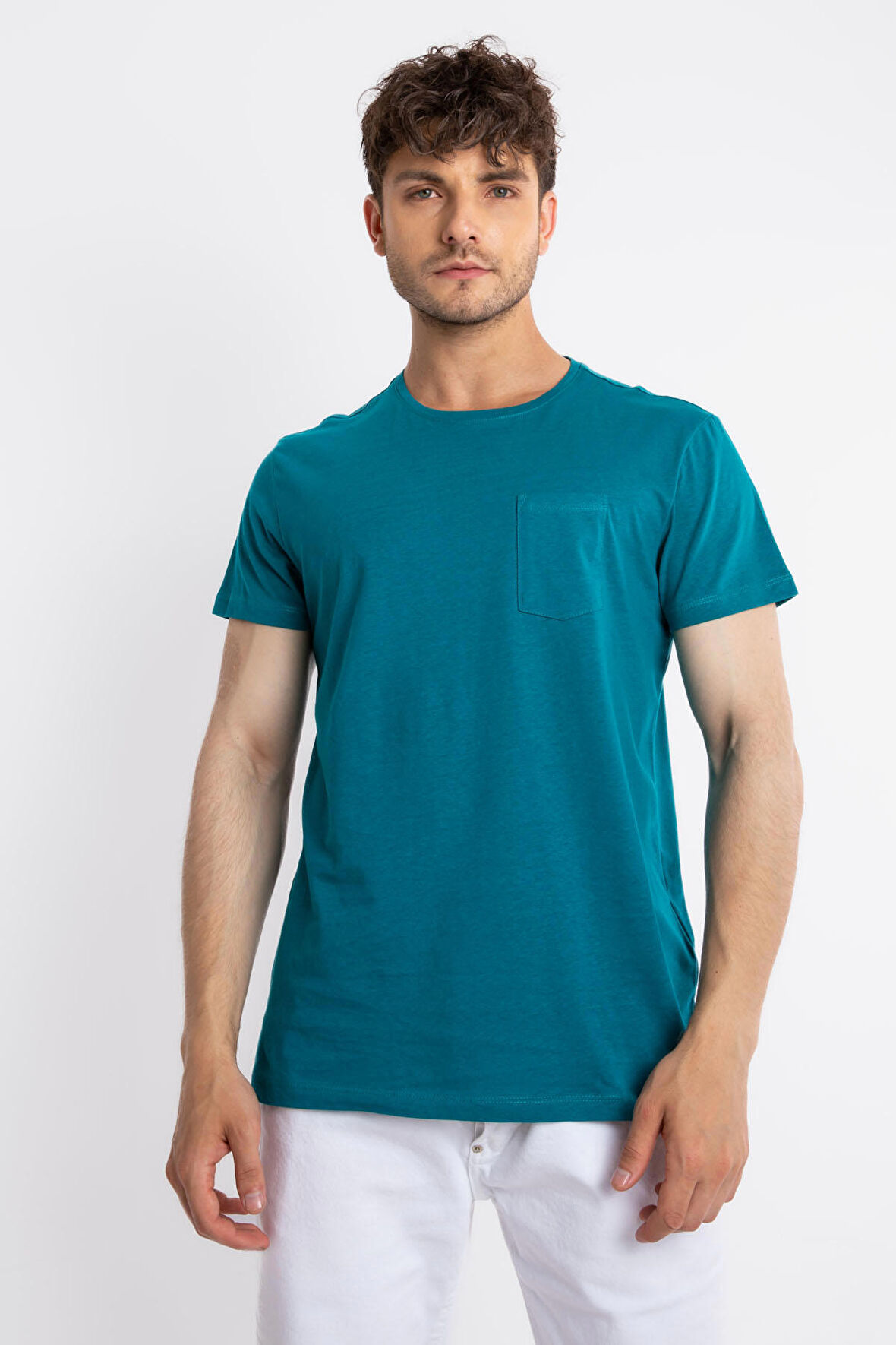 Adam Boxes O-Yaka Cepli T-shirt Bolsillo - Göl Yeşili