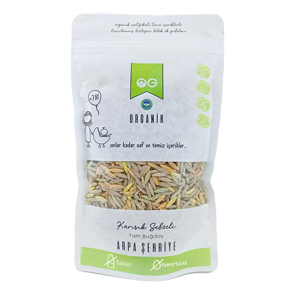 OG Natural Organik Karışık Sebzeli Tam Buğday Arpa Şehriye 250 gr 7 Ay