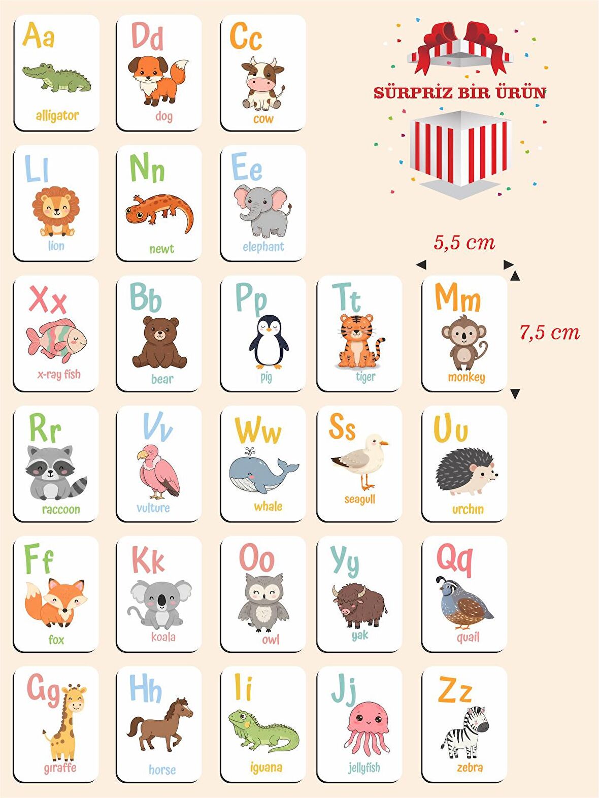 Ahşap Ingilizce Alfabe Kartları - Alfabe Ingilizce Eğitim Seti Ingilizce Öğrenme Kartları Montessori