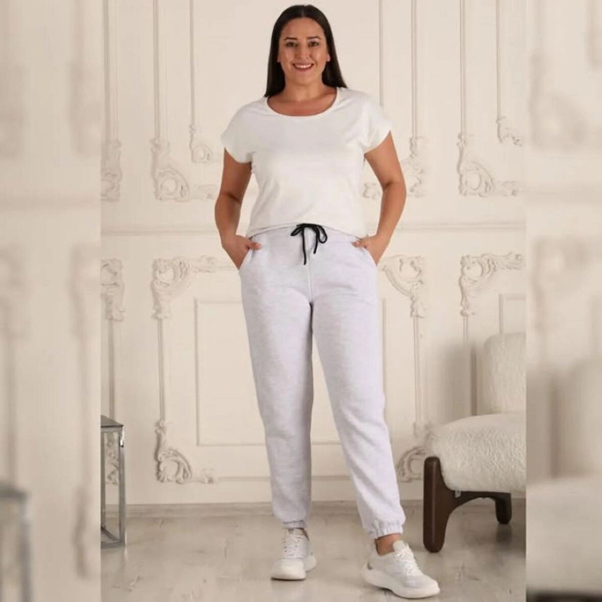 BATTAL BEDEN ÜÇ İPLİK ŞARDONLU KIŞLIK EŞOFMAN ALTI