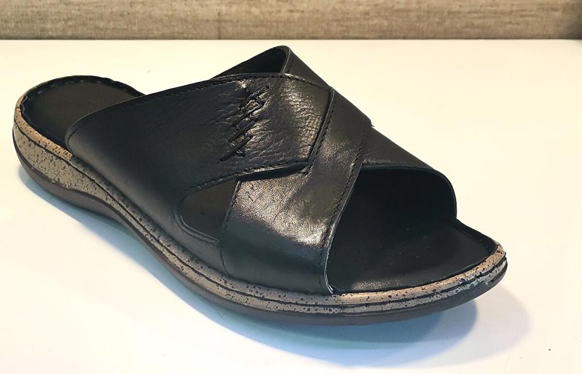 Castle Black 22342 Bayan Deri Düz Taban Comfort Terlik