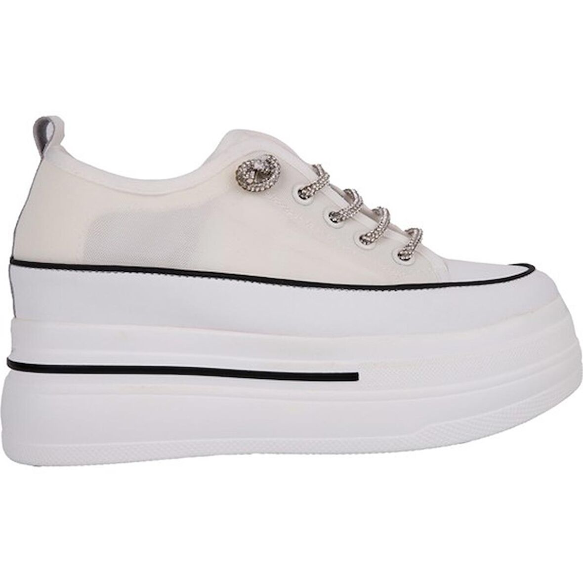 Guja 24y345-10 Kadın Kalın Taban Gizli Ökçeli Sneaker Ayakkabı Beyaz