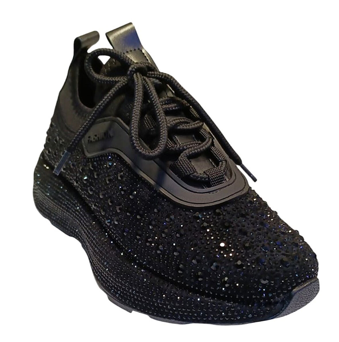 White Line Prens 116-2 Kadın Taşlı Sneaker Ayakkabı Siyah