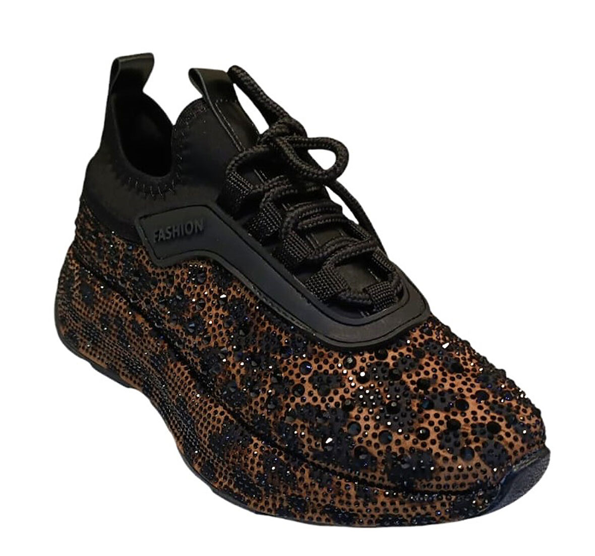 White Line Prens 116-2 Kadın Taşlı Sneaker Ayakkabı Leopar