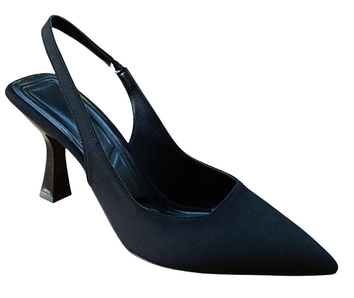 Şiko 809 Kadın Kadeh Ökçe Arka Açık Stiletto Ayakkabı Siyah
