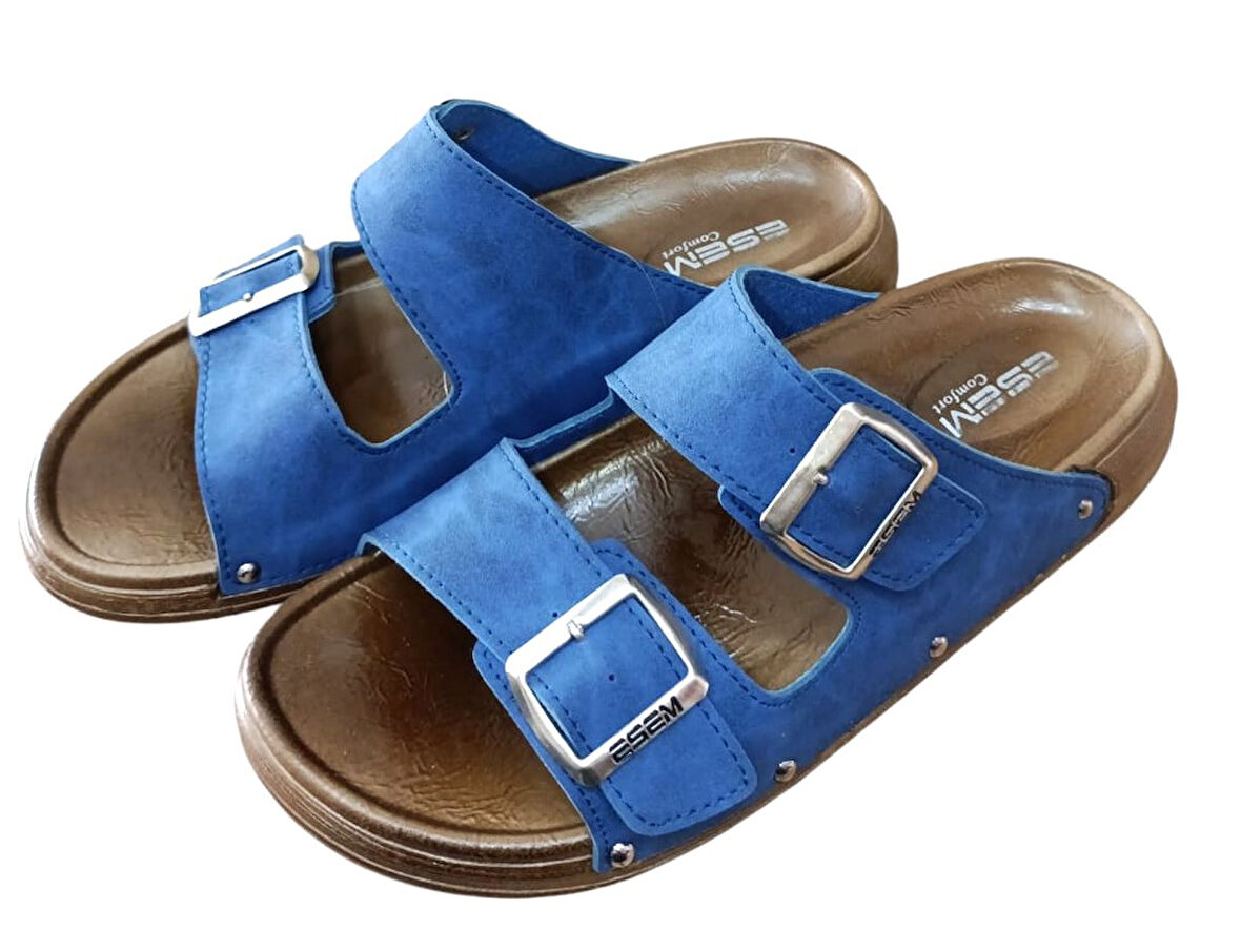 Esem 3769-0001 Erkek Tokalı Yazlık Comfort Terlik Kot Mavi
