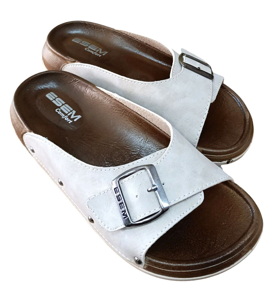 Esem 3769 Z 0002 Kadın Tokalı Comfort Günlük Terlik Bej