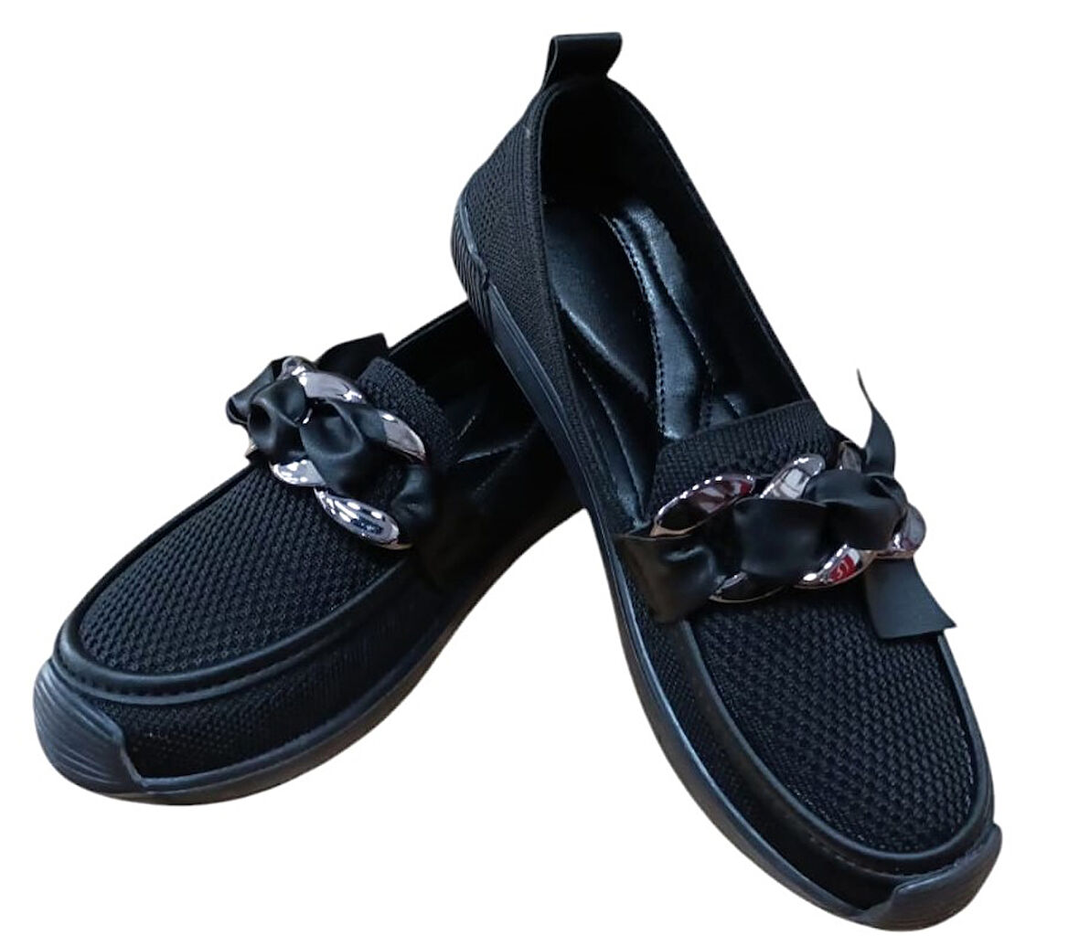 Swell Soft 45-57 Kadın Zincirli Triko Kapalı Günlük Babet Siyah