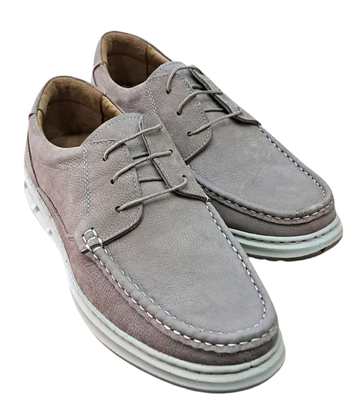 Wexperon W379 Erkek Hakiki Deri Bağcıklı Loafer Comfort Ayakkabı Nubuk Vizon