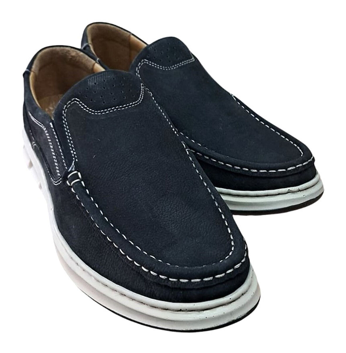 Wexperon W380 Erkek Hakiki Deri Bağcıksız Loafer Comfort Ayakkabı Nubuk Siyah