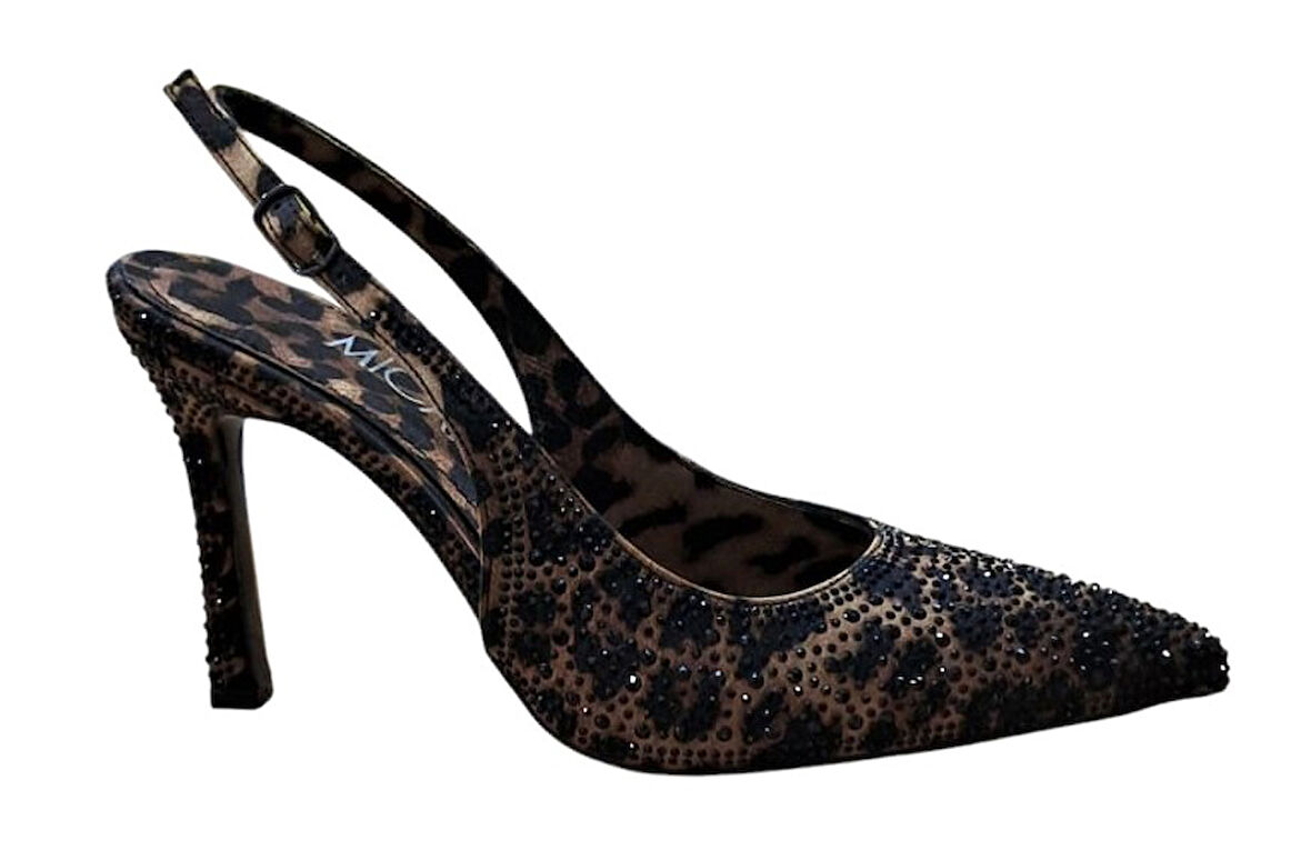 Mıcam 5710 Kadın Sivri Burun Arka Açık İnce Topuklu Abiye Ayakkabı Leopar