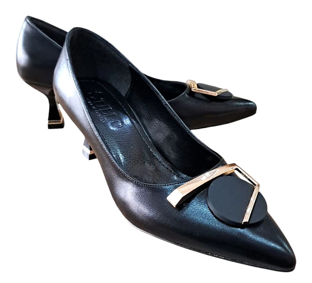Stillo 524 Kadın Tokalı 5 Cm Kadeh Ökçeli Stiletto Siyah